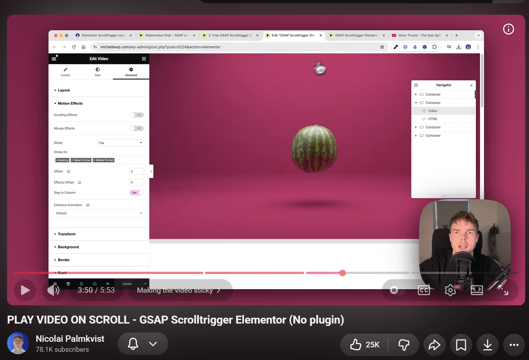 Video on scroll in Elementor - why scrubbing an MP4 stutters (and what to do instead)